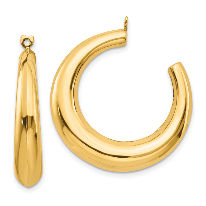 14k Yellow Gold Polished Hollow Tapered Hoop Earring Jackets