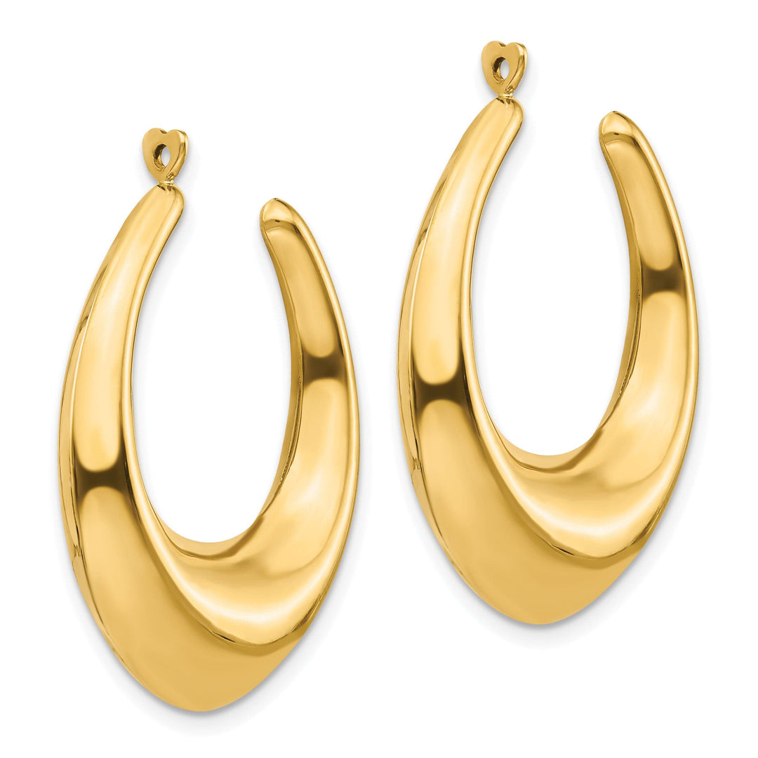 14k Yellow Gold Polished Hollow Tapered Hoop Earring Jackets