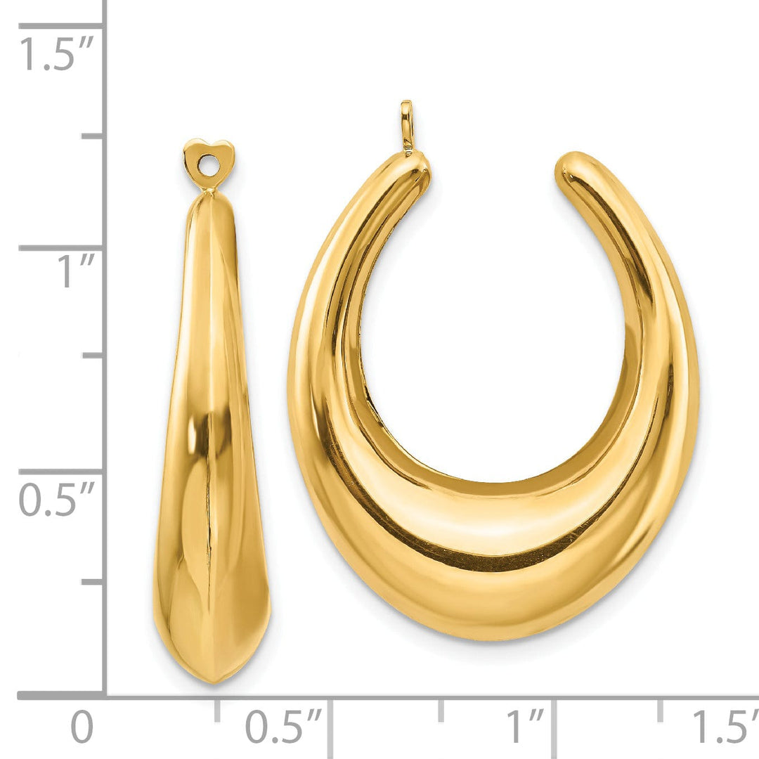 14k Yellow Gold Polished Hollow Tapered Hoop Earring Jackets