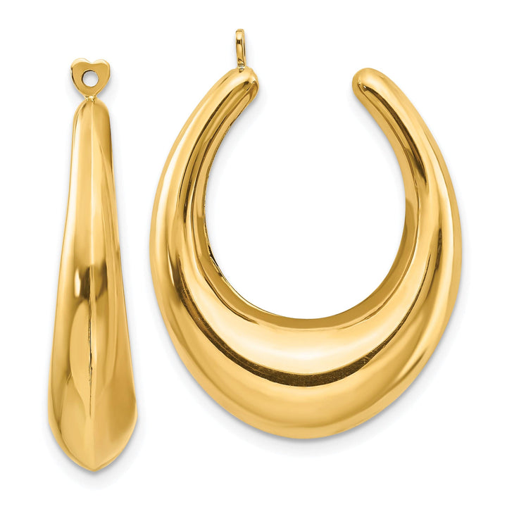 14k Yellow Gold Polished Hollow Tapered Hoop Earring Jackets