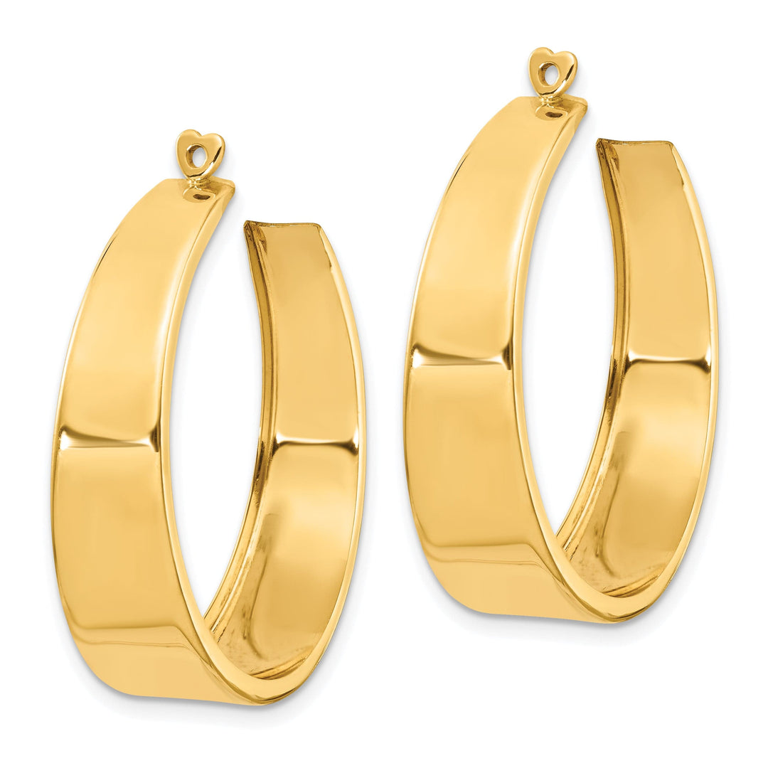 14k Yellow Gold Polished Tapered Hoops Earring Jackets