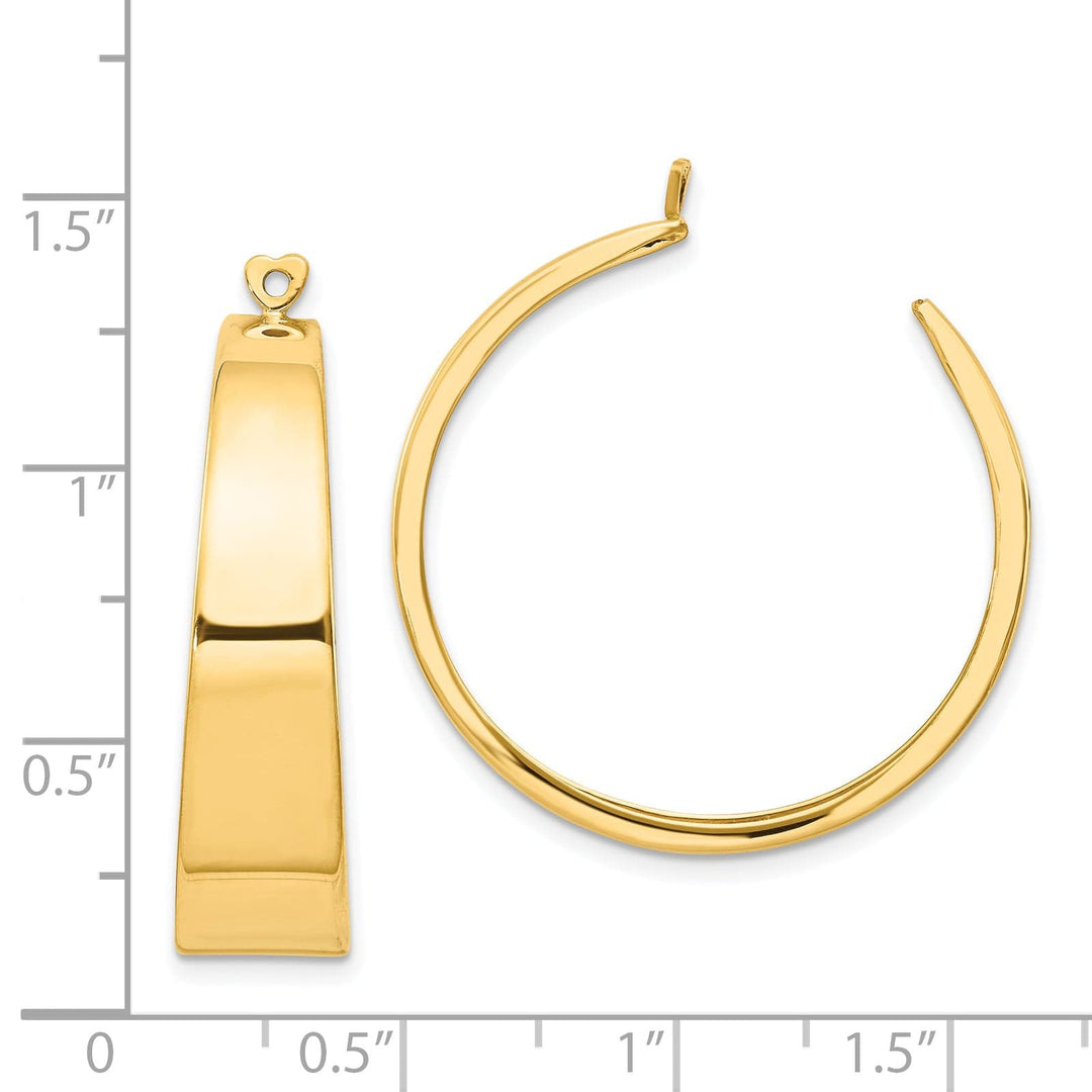14k Yellow Gold Polished Tapered Hoops Earring Jackets