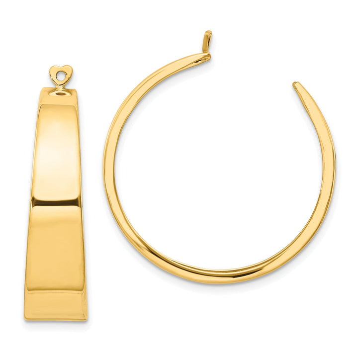 14k Yellow Gold Polished Tapered Hoops Earring Jackets