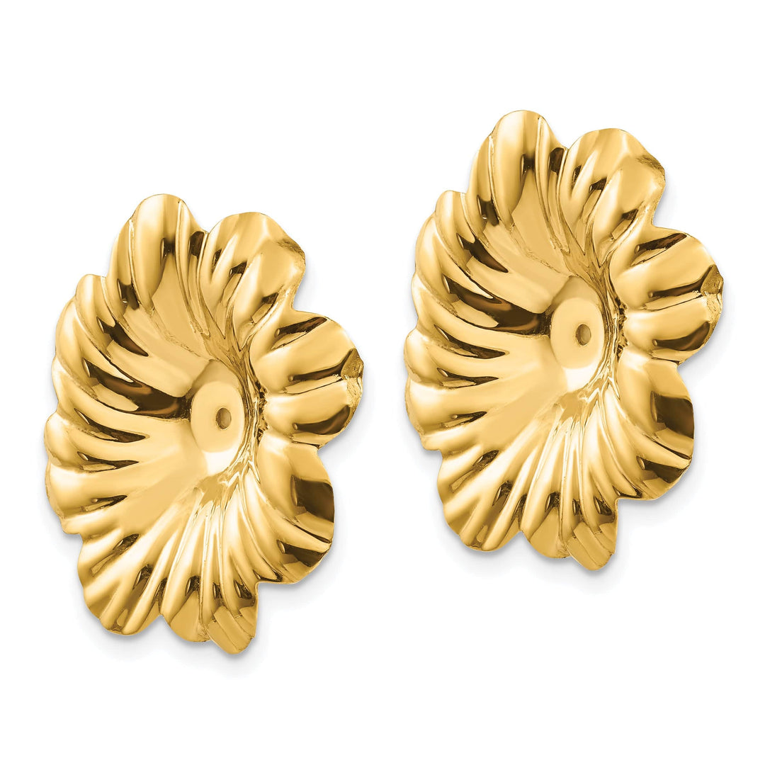 14k Yellow Gold Polished Floral Design Earring Jackets