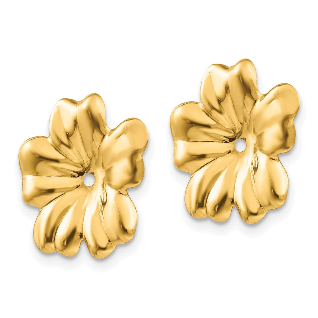 14k Yellow Gold Polished Floral Design Earring Jackets