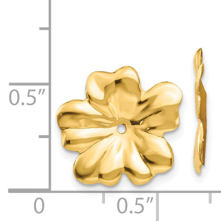 14k Yellow Gold Polished Floral Design Earring Jackets