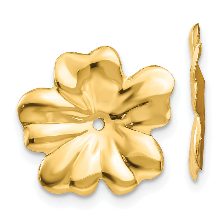 14k Yellow Gold Polished Floral Design Earring Jackets