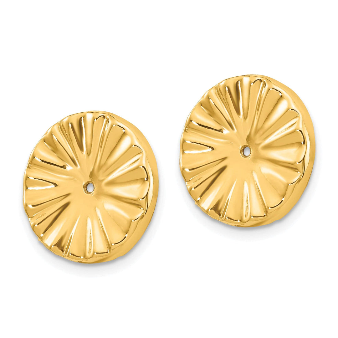 14k Yellow Gold Polished Sunburst Design Earring Jackets