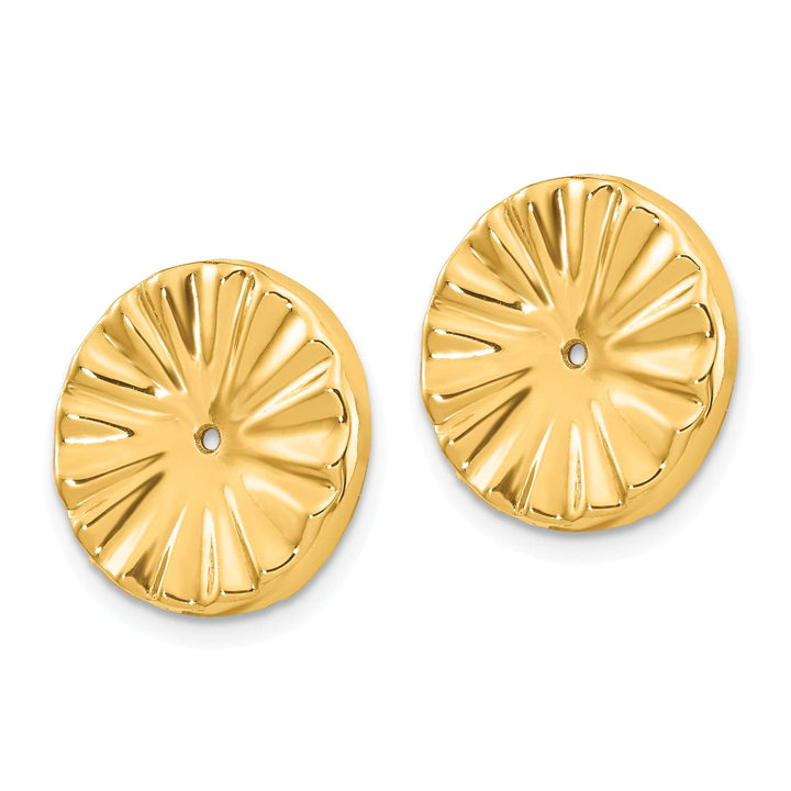 14k Yellow Gold Polished Sunburst Design Earring Jackets