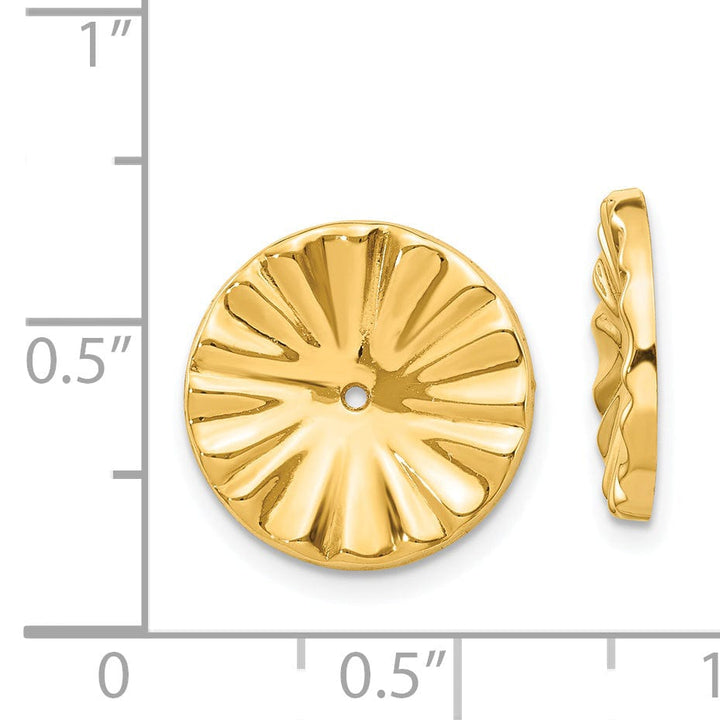 14k Yellow Gold Polished Sunburst Design Earring Jackets