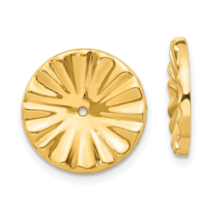 14k Yellow Gold Polished Sunburst Design Earring Jackets