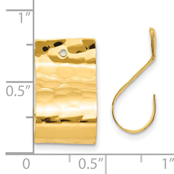 14k Yellow Gold Polished Hammered J-Hoop Earring Jackets