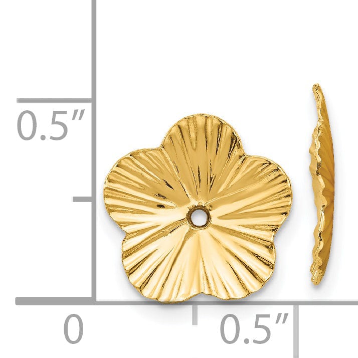 14k Yellow Gold Polished Fancy Floral Design Earring Jackets