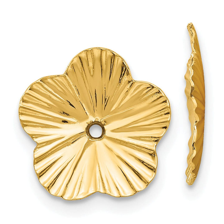 14k Yellow Gold Polished Fancy Floral Design Earring Jackets