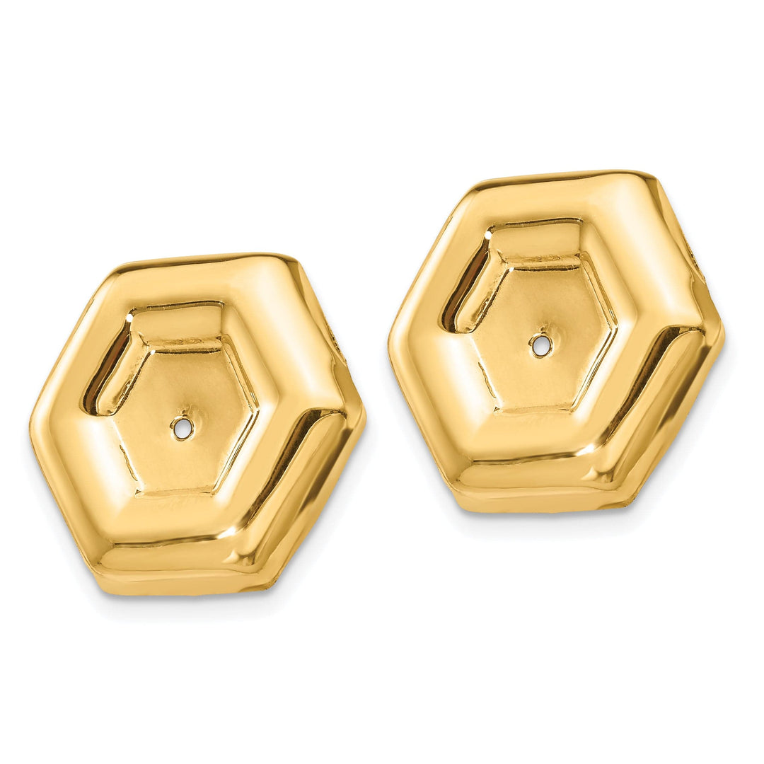 14k Yellow Gold Polished Fancy Hexagon Shape Earring Jackets