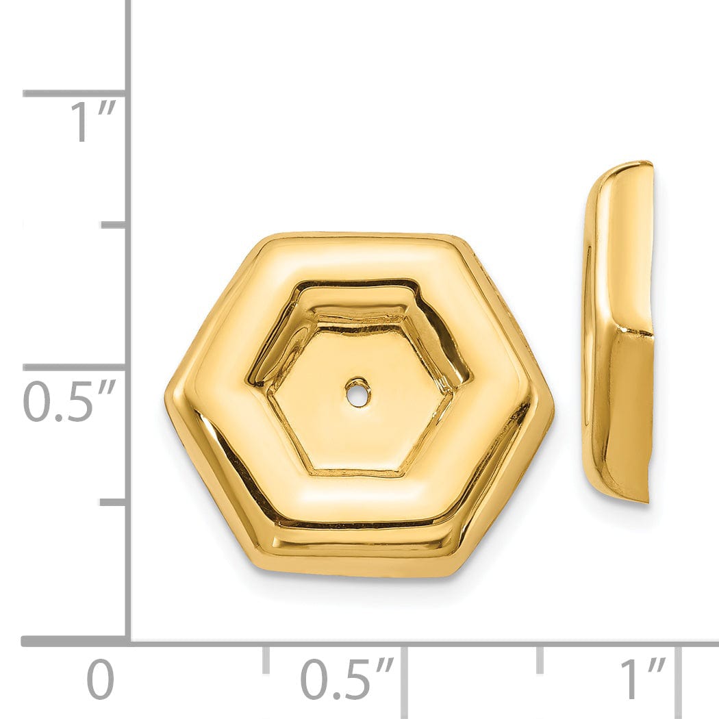 14k Yellow Gold Polished Fancy Hexagon Shape Earring Jackets