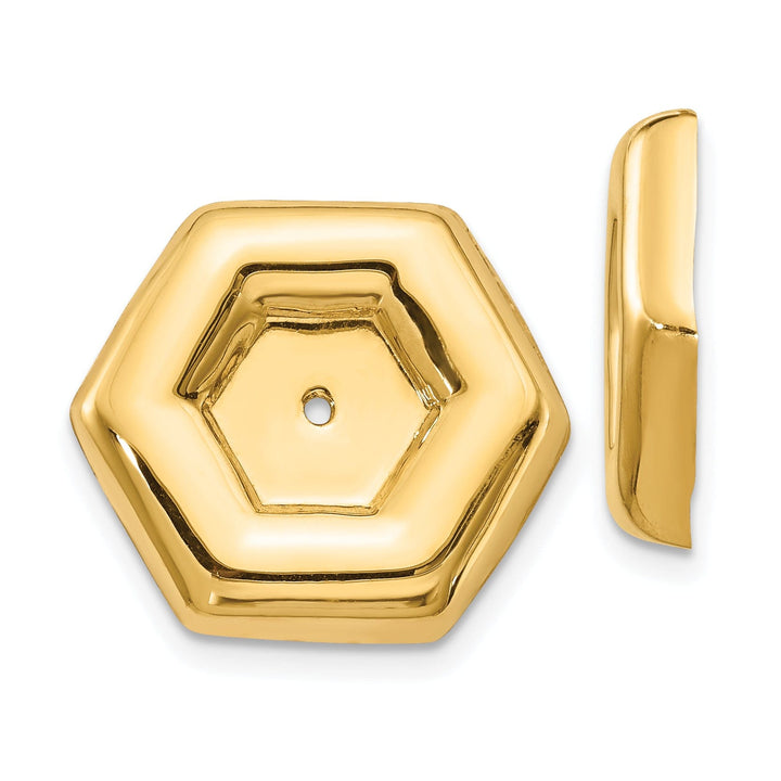 14k Yellow Gold Polished Fancy Hexagon Shape Earring Jackets