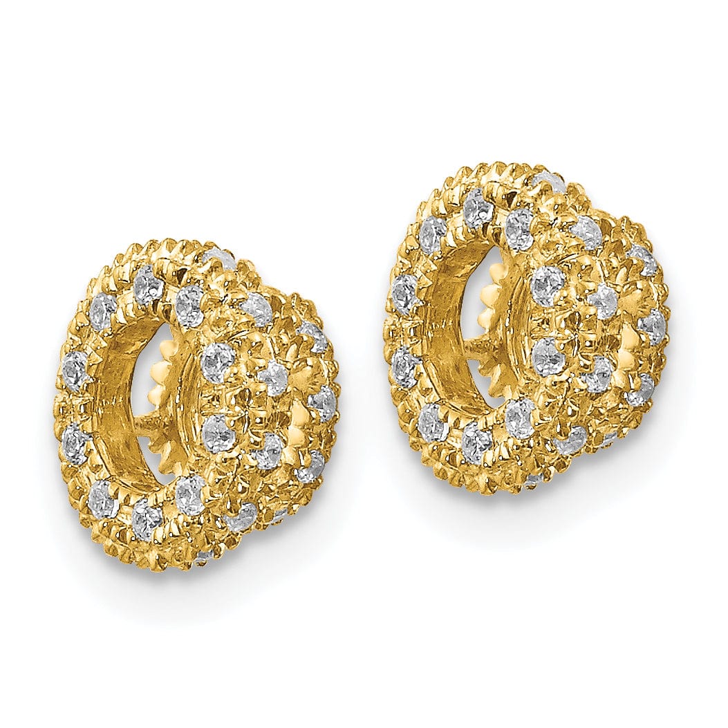 14k Yellow Gold 1/5 CT Diamond Circle Earring Jackets