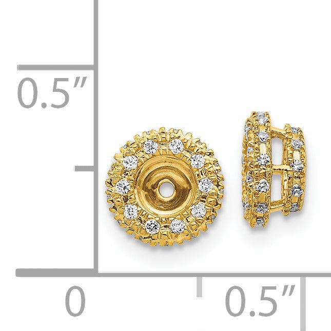 14k Yellow Gold 1/5 CT Diamond Circle Earring Jackets