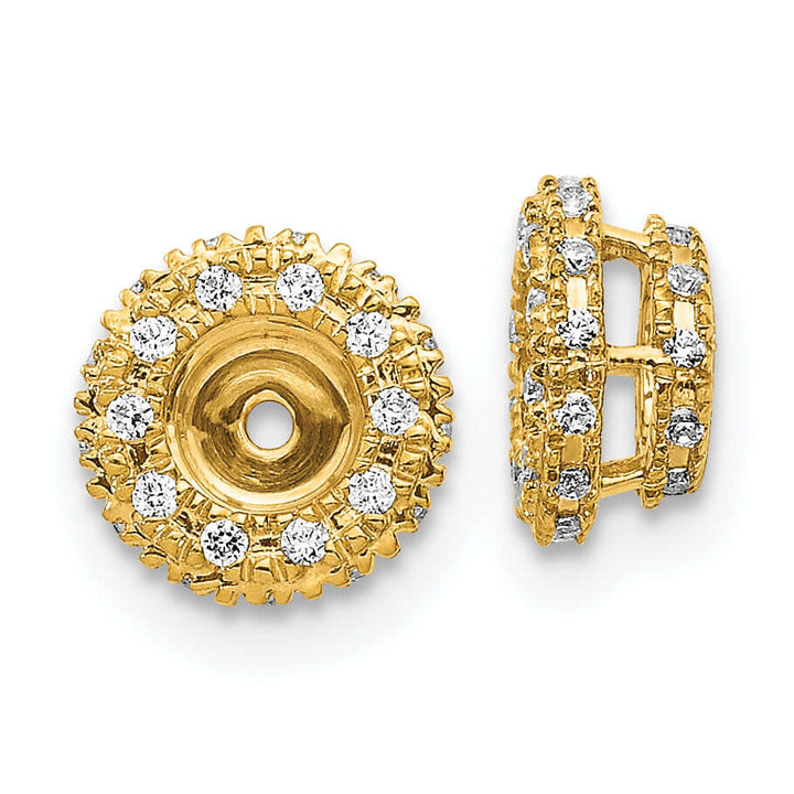 14k Yellow Gold 1/5 CT Diamond Circle Earring Jackets