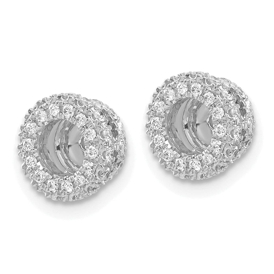 14k White Gold 3/8 CT Diamond Circle Earring Jackets