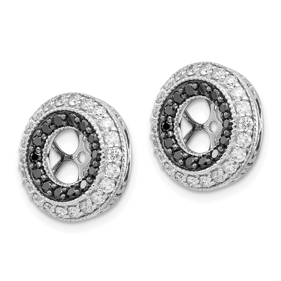 14k White Gold Black, White 1 CT Diamond Double Circle Earring Jackets