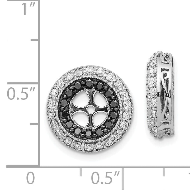 14k White Gold Black, White 1 CT Diamond Double Circle Earring Jackets