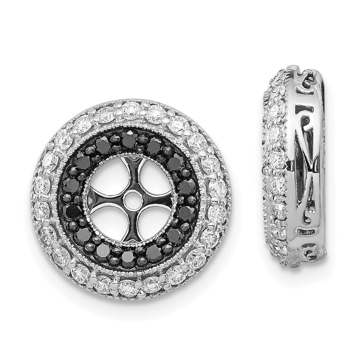 14k White Gold Black, White 1 CT Diamond Double Circle Earring Jackets