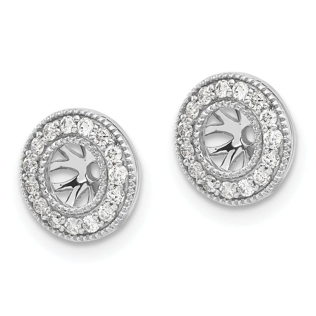 14k White Gold 1/4 CT Diamond Circle Earring Jackets