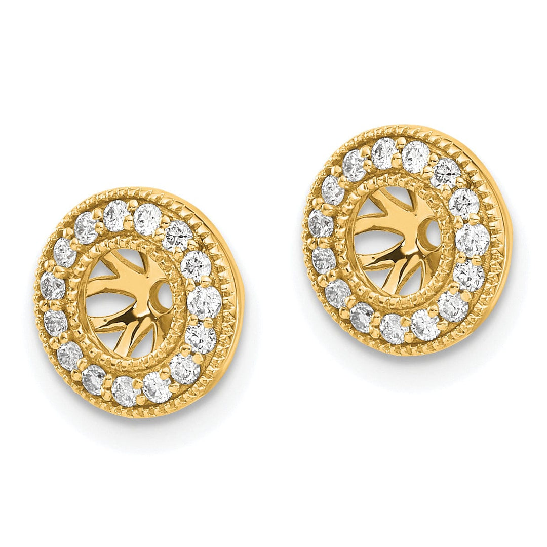 14k Yellow Gold 1/4 CT Diamond Circle Cluster Earring Jackets