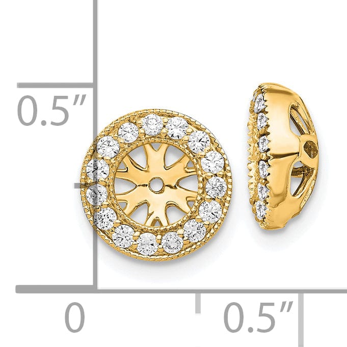 14k Yellow Gold 1/4 CT Diamond Circle Cluster Earring Jackets
