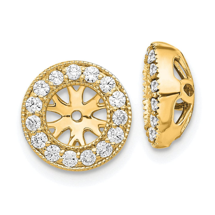 14k Yellow Gold 1/4 CT Diamond Circle Cluster Earring Jackets