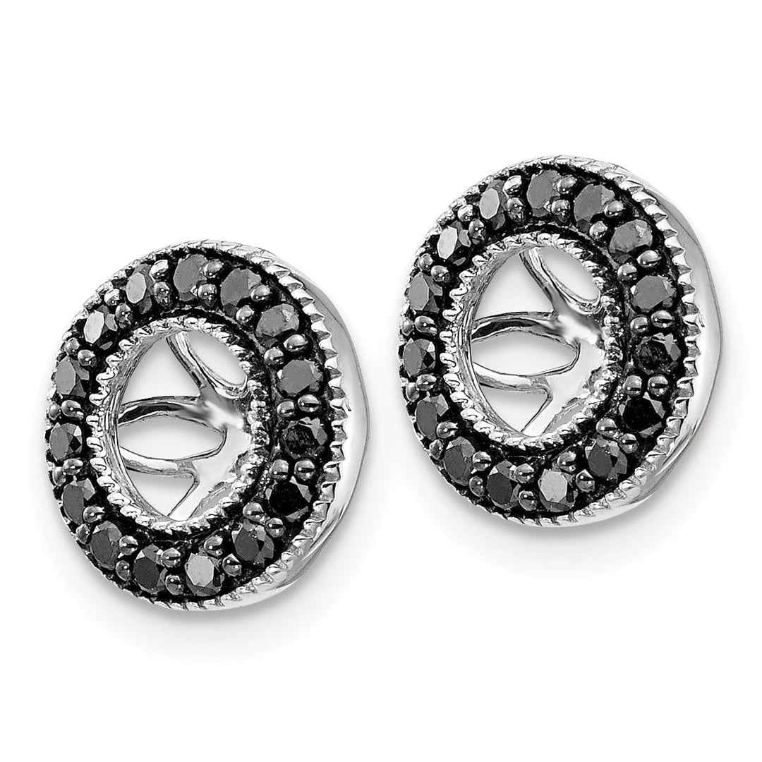 14k White Gold 1/4 CT Black Diamond Circle Earring Jackets