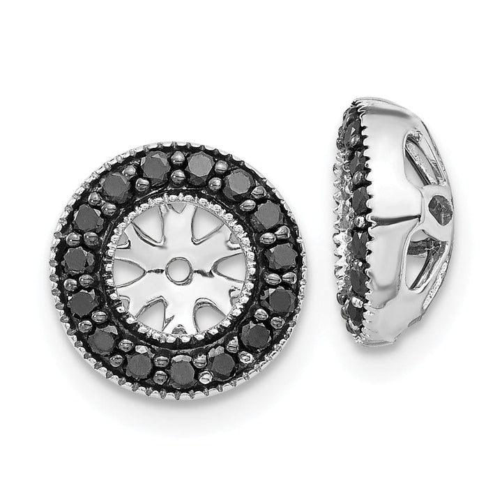 14k White Gold 1/4 CT Black Diamond Circle Earring Jackets