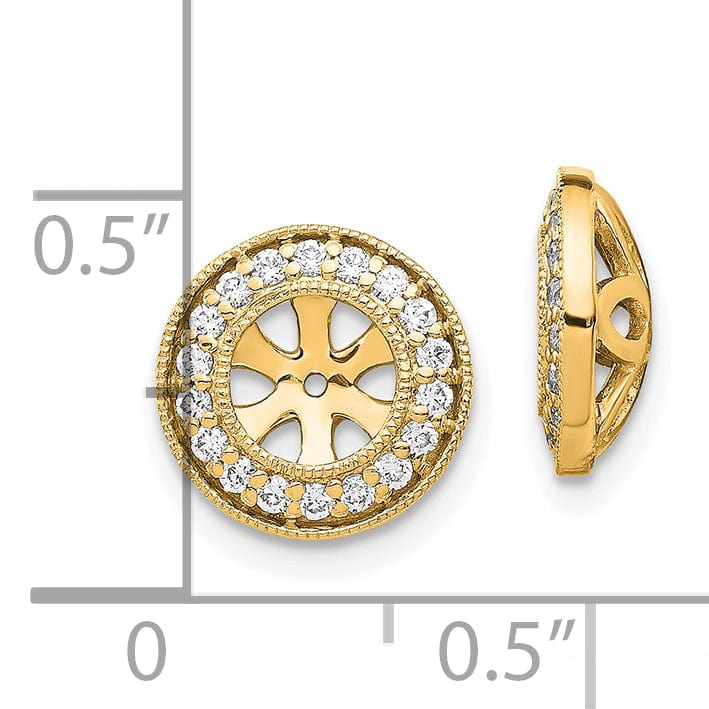 14k Yellow Gold 1/3 CT Diamond Circle Earring Jackets