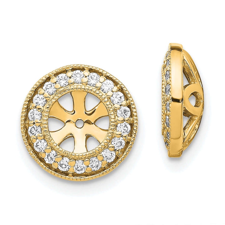 14k Yellow Gold 1/3 CT Diamond Circle Earring Jackets