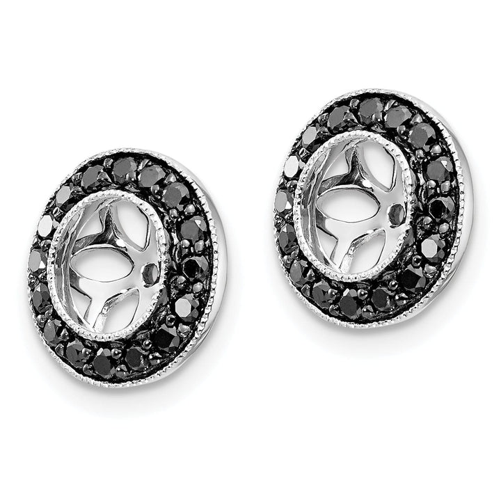 14k White Gold 1/3 CT Black Diamond Circle Earring Jackets
