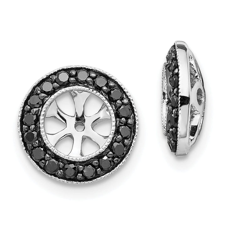 14k White Gold 1/3 CT Black Diamond Circle Earring Jackets