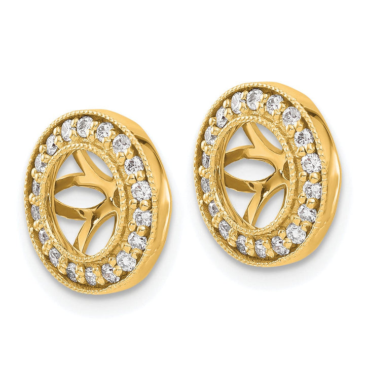 14k Yellow Gold 1/3 CT Diamond Circle Earring Jackets