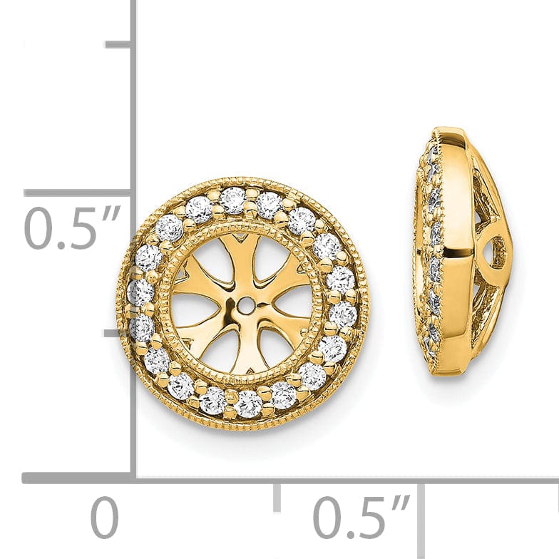 14k Yellow Gold 1/3 CT Diamond Circle Earring Jackets