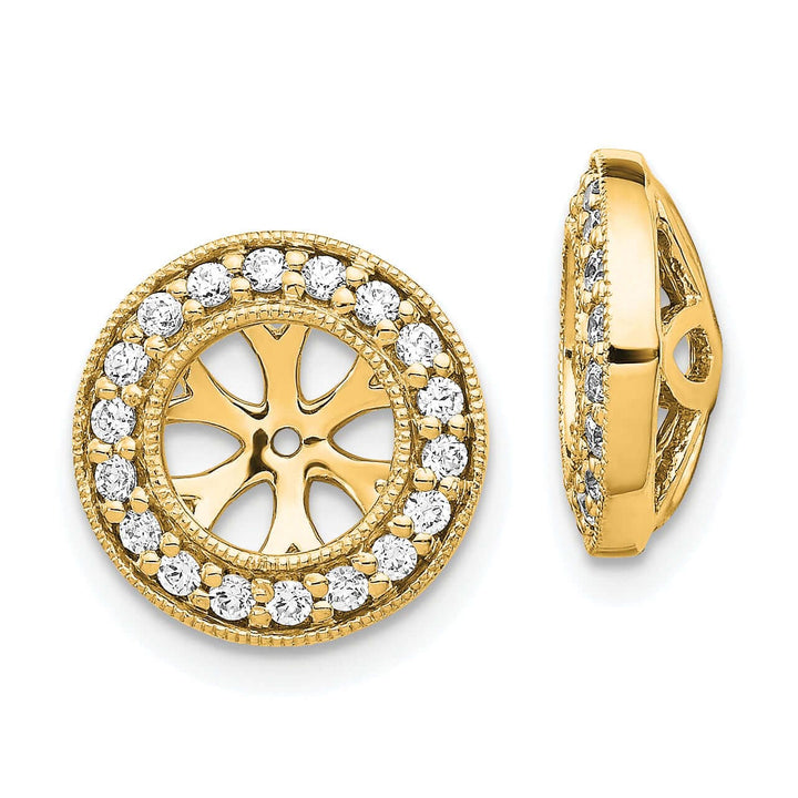 14k Yellow Gold 1/3 CT Diamond Circle Earring Jackets