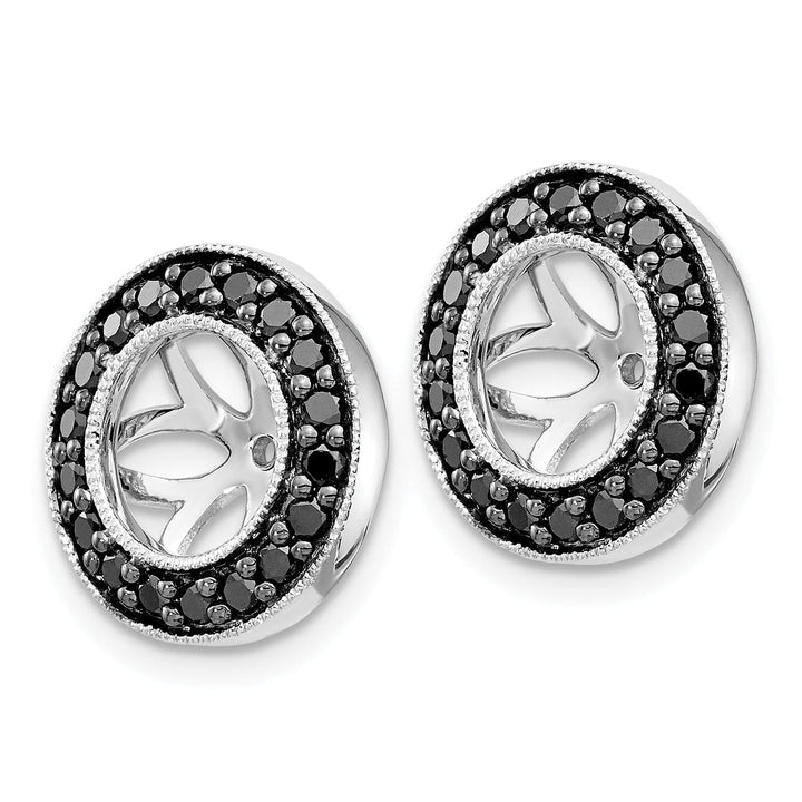 14k White Gold 1/3 CT Black Diamond Circle Earring Jackets