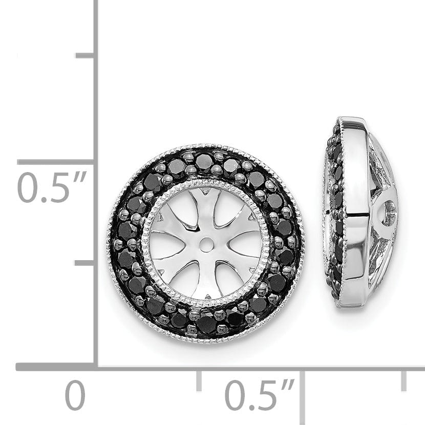 14k White Gold 1/3 CT Black Diamond Circle Earring Jackets