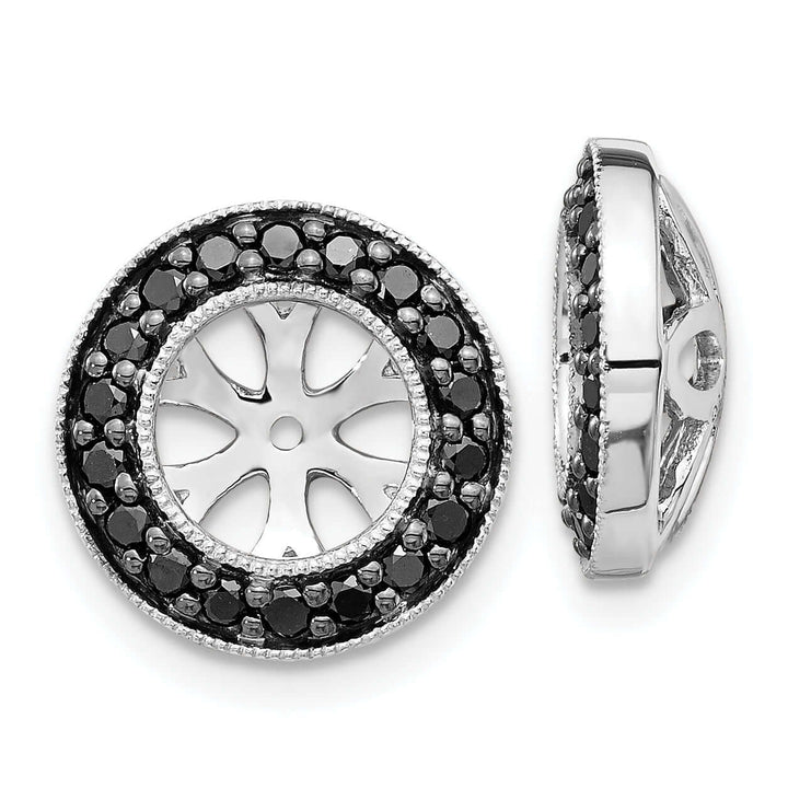 14k White Gold 1/3 CT Black Diamond Circle Earring Jackets