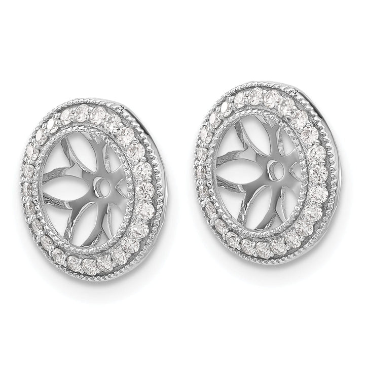 14k White Gold 3/8 CT Diamond Circle Earring Jackets