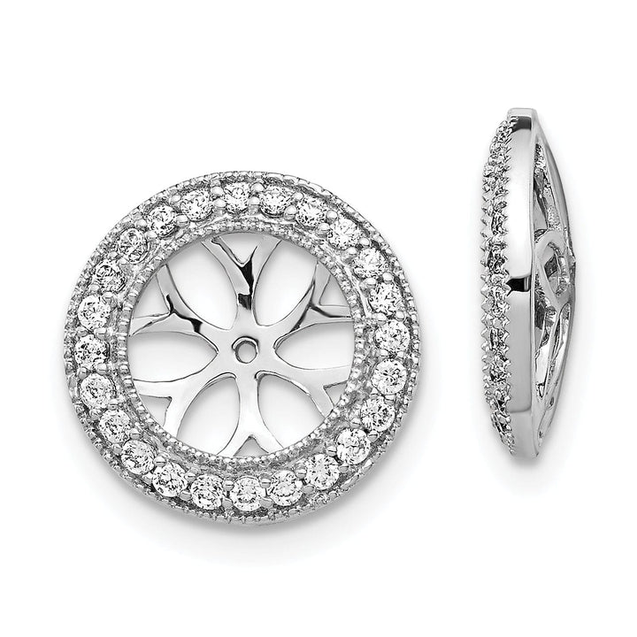 14k White Gold 3/8 CT Diamond Circle Earring Jackets
