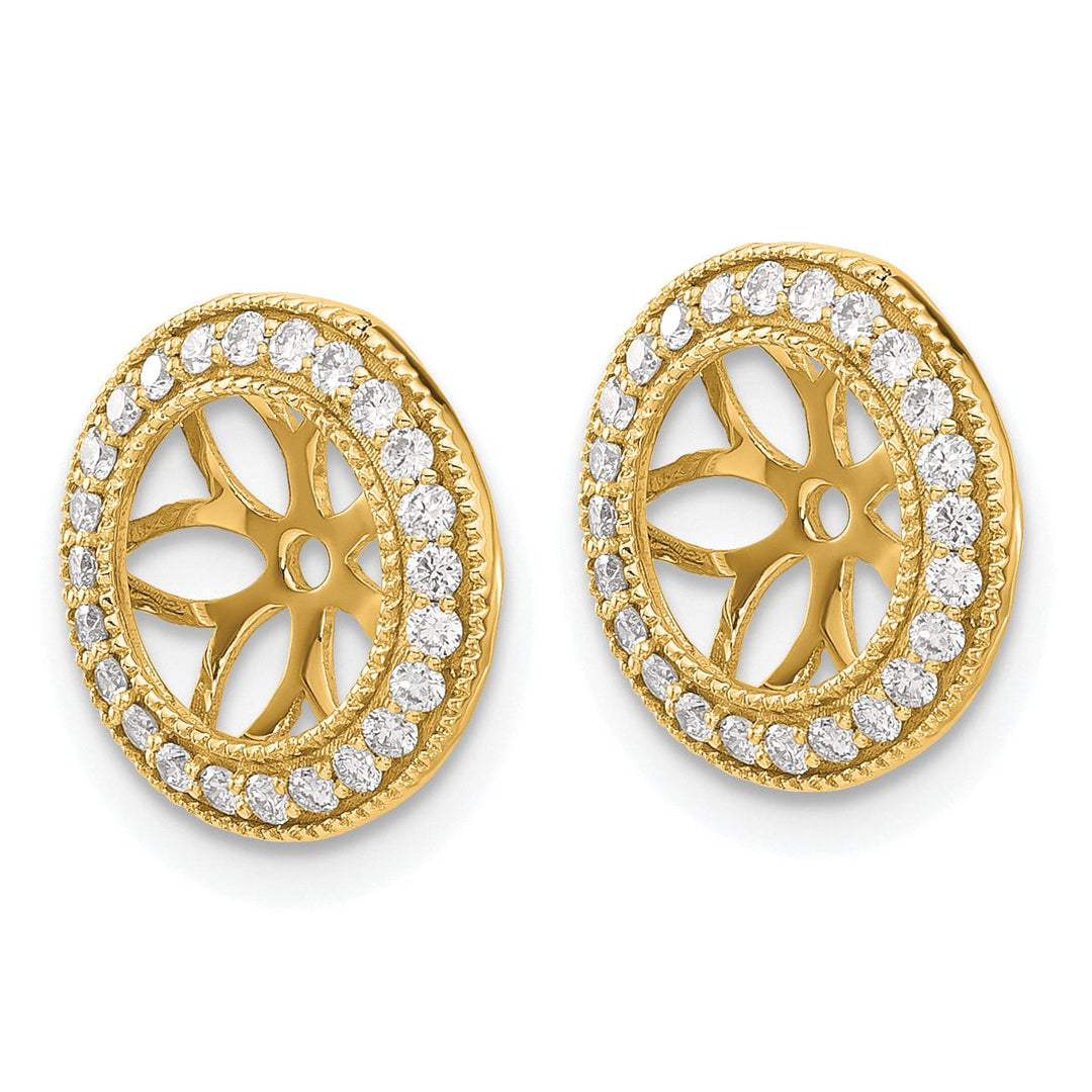 14k Yellow Gold  3/8 CT Diamond Circle Earring Jackets