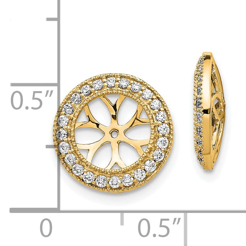 14k Yellow Gold  3/8 CT Diamond Circle Earring Jackets