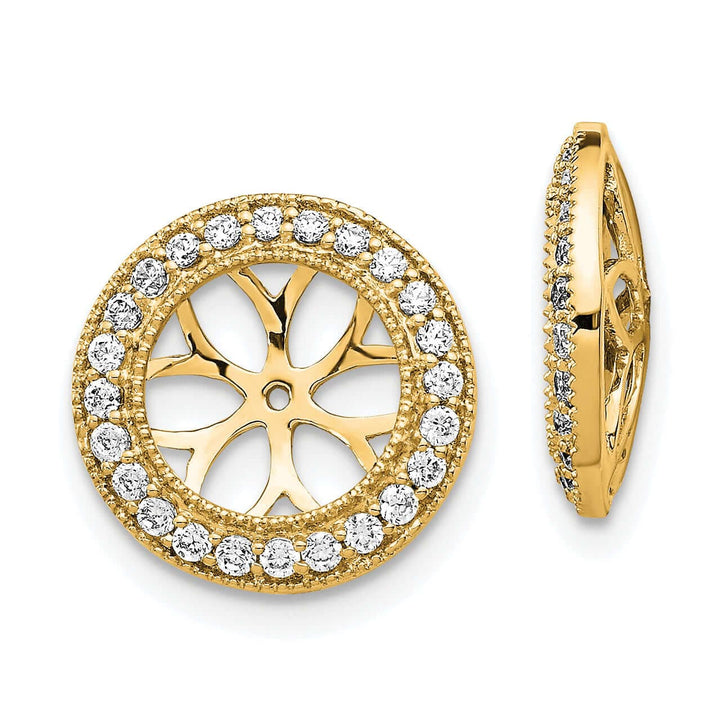 14k Yellow Gold  3/8 CT Diamond Circle Earring Jackets