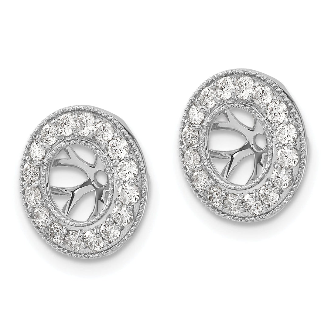 14k White Gold 3/4 CT Diamond Circle Earring Jackets